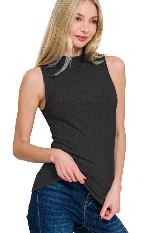 Zenana Ribbed Sleeveless Mock Neck Top Trendsi 45f04631-99bb-48f1-ba47-77ea186bcb62-Max-Origin