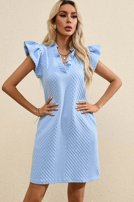 Ruffled V-Neck Cap Sleeve Mini Dress Trendsi 45f6a394-9150-4b9c-9a16-d5b7ce766d60-Max