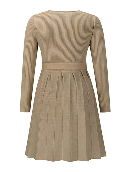 Surplice Neck Tie Front Pleated Sweater Dress Trendsi 45fc3273da3941789668f1c9fa67babc-Max