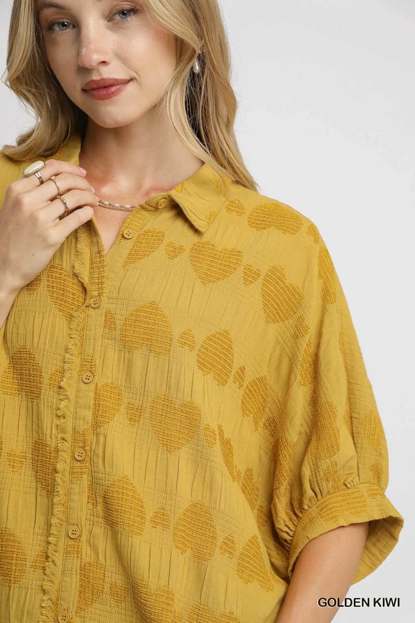 Umgee Jacquard Heart Collared Shirt Trendsi 46043990-2b13-4226-abd1-1ca893dcb1b8-Max-Origin