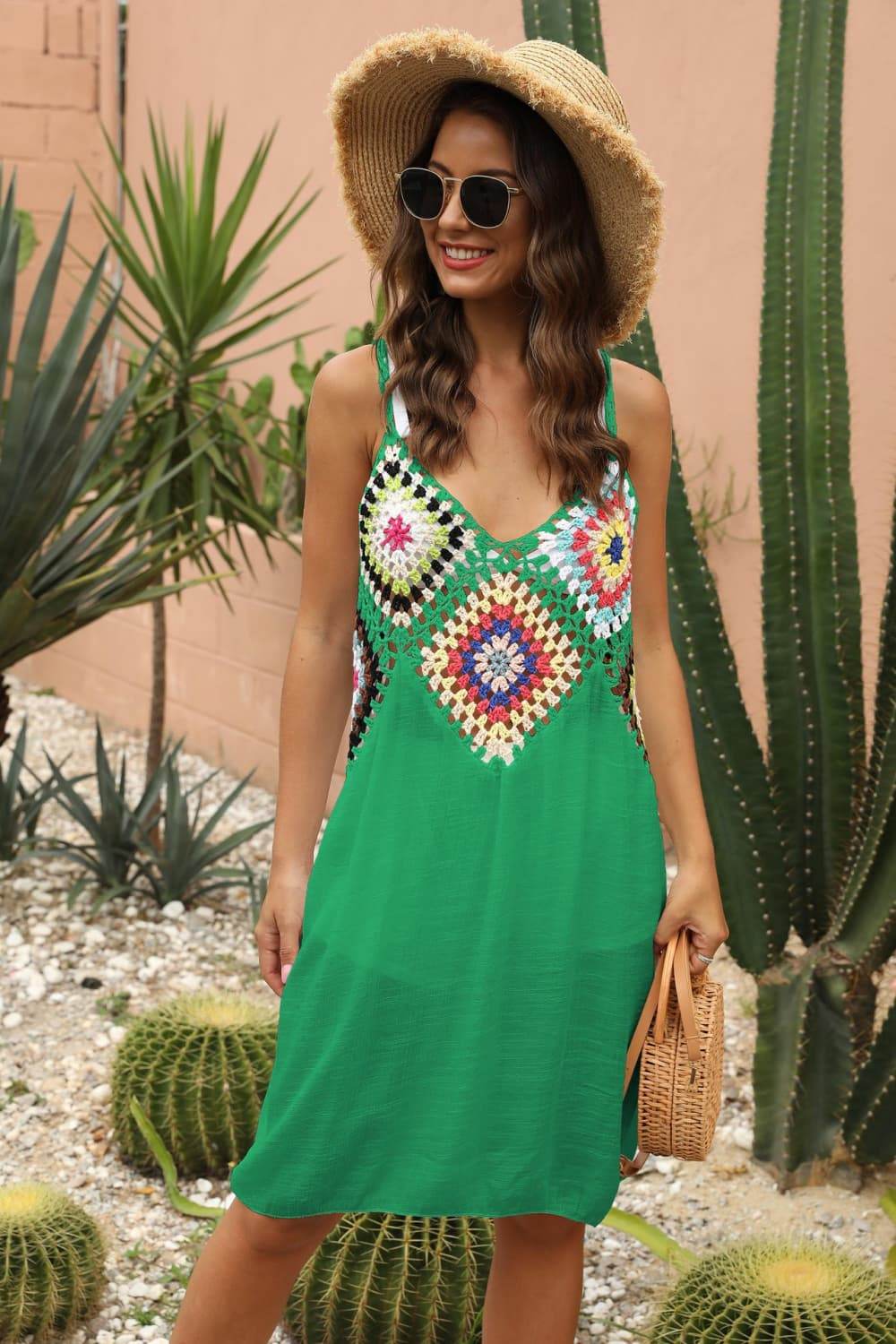 Openwork Sleeveless Embroidery Dress Green One Size Trendsi 460b7b54690448da9787d42a476fba9f-Max