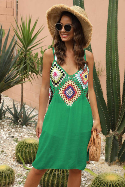 Openwork Sleeveless Embroidery Dress Green One Size Trendsi 460b7b54690448da9787d42a476fba9f-Max
