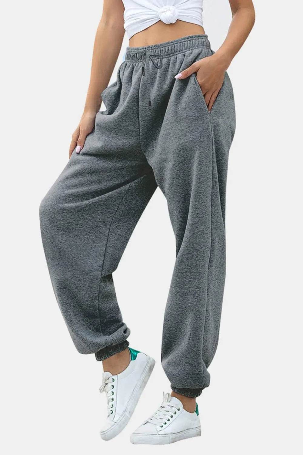 Elastic Waist Joggers with Pockets Gray Trendsi 46532e02-e052-4e4b-a439-4bef5c5bb5e2-Max