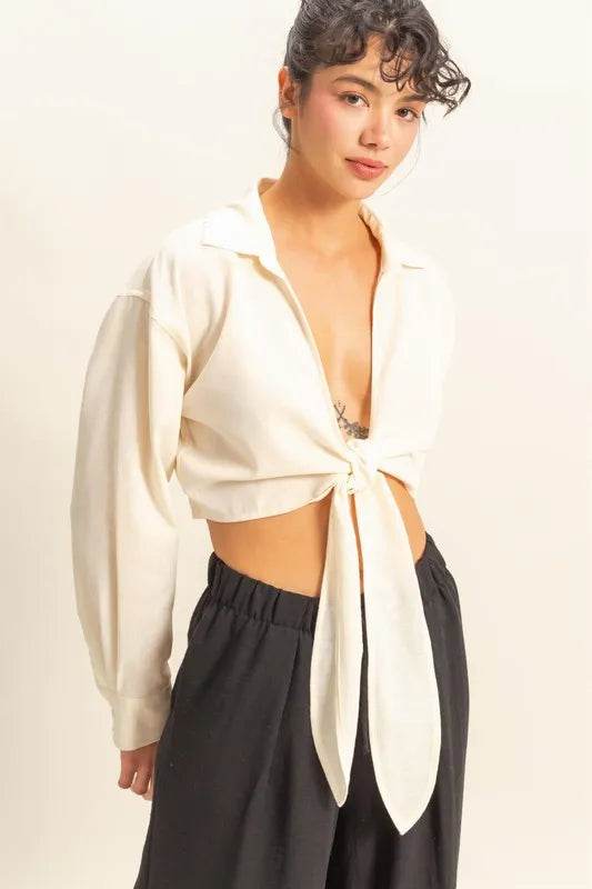 HYFVE Washed Tie Front Crop Top Trendsi 46c6156984f8429f9c2bfdcd79d62d2f-Max-Origin