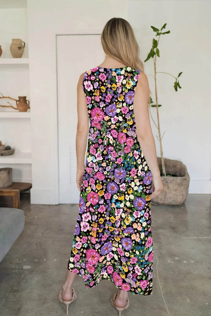 FAM-FAM Tiered Printed V-Neck Sleeveless Dress Trendsi 46cf2e88-47a3-4e78-a755-f01b1340105f-Max