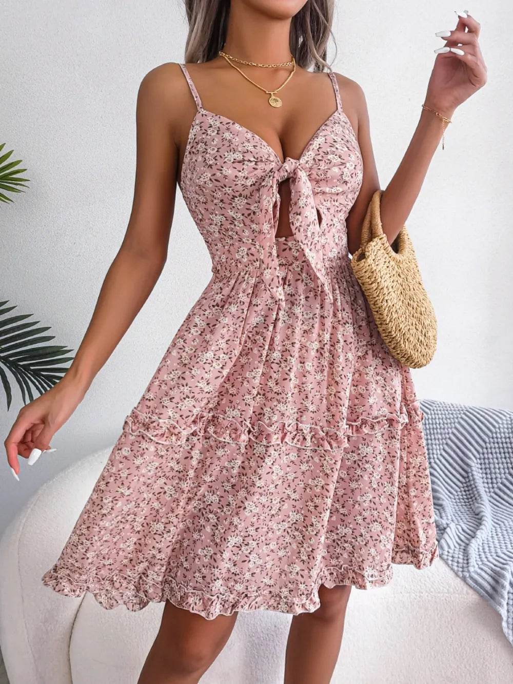 Frill Ditsy Floral Spaghetti Strap Mini Dress Trendsi 46eff807-4d22-44ee-b3e1-7d9ff57cbaf6-Max