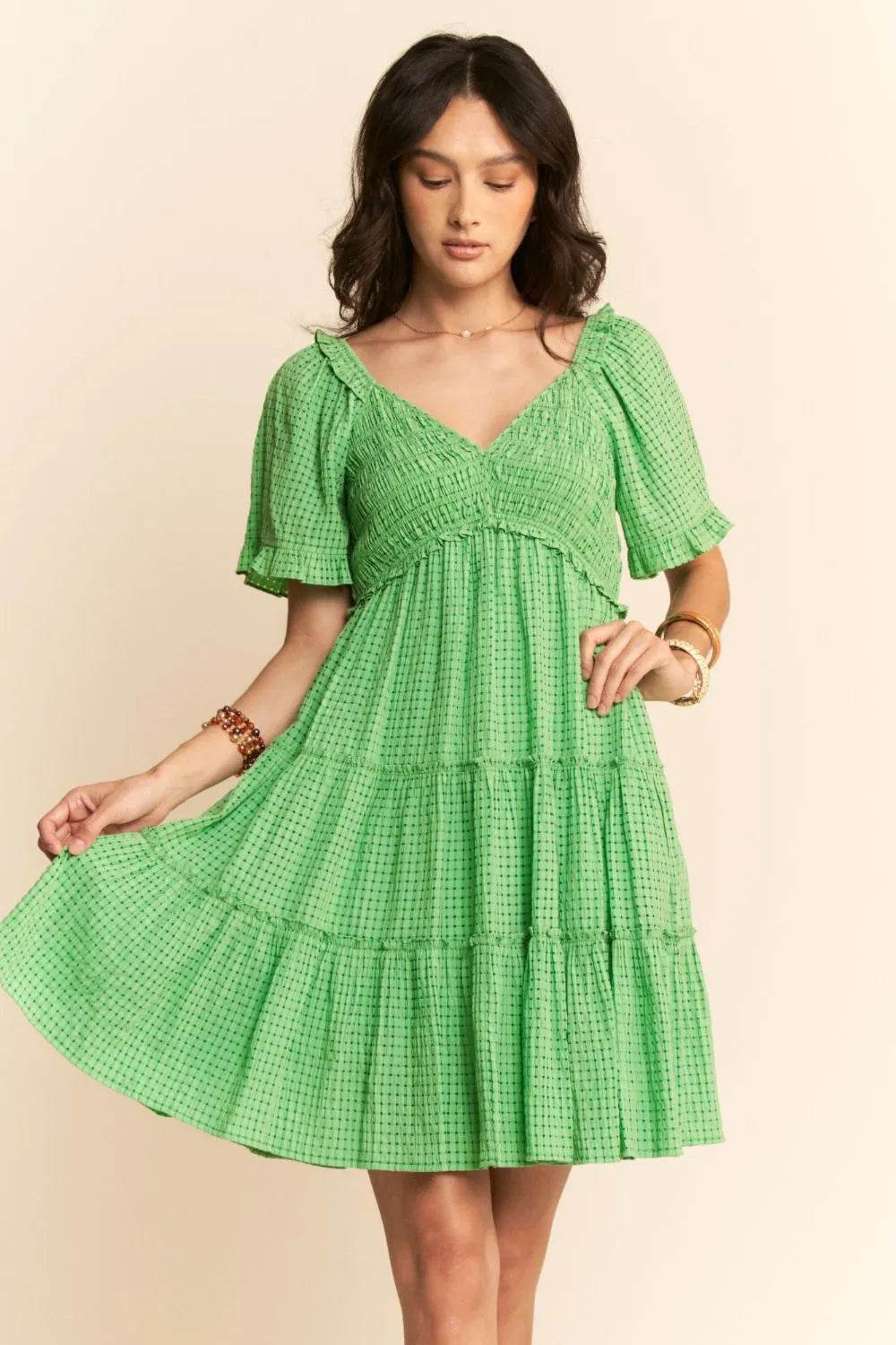 Davi & Dani Jacquard Checker Smocking Tiered Dress Trendsi 46f39b76-fc8c-43c3-a268-33f13a1bc706-Max-Origin