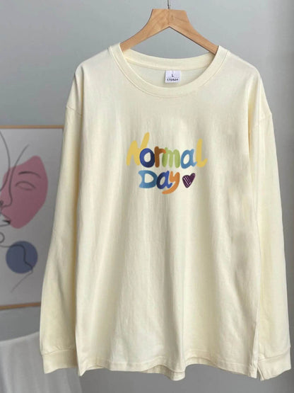 Normal Day Long Sleeve T-Shirt Light Yellow Trendsi 46fc6fb1-4ab5-44f8-be39-0307aca71000-Max-Origin