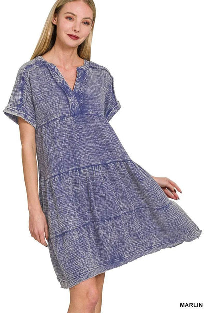 Zenana Washed Double Gauze Raw Edge V-neck Dress MARLIN Trendsi 4710ff965ae9491fbb91aa11e0873caa-Max-Origin