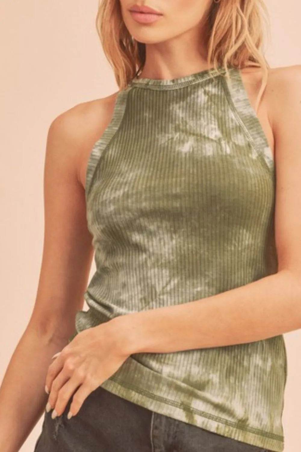 Aemi + Co Ribbed Tie-Dye Round Neck Tank Trendsi 47303e48-a646-4ed1-b1c2-140cff51c82b-Max