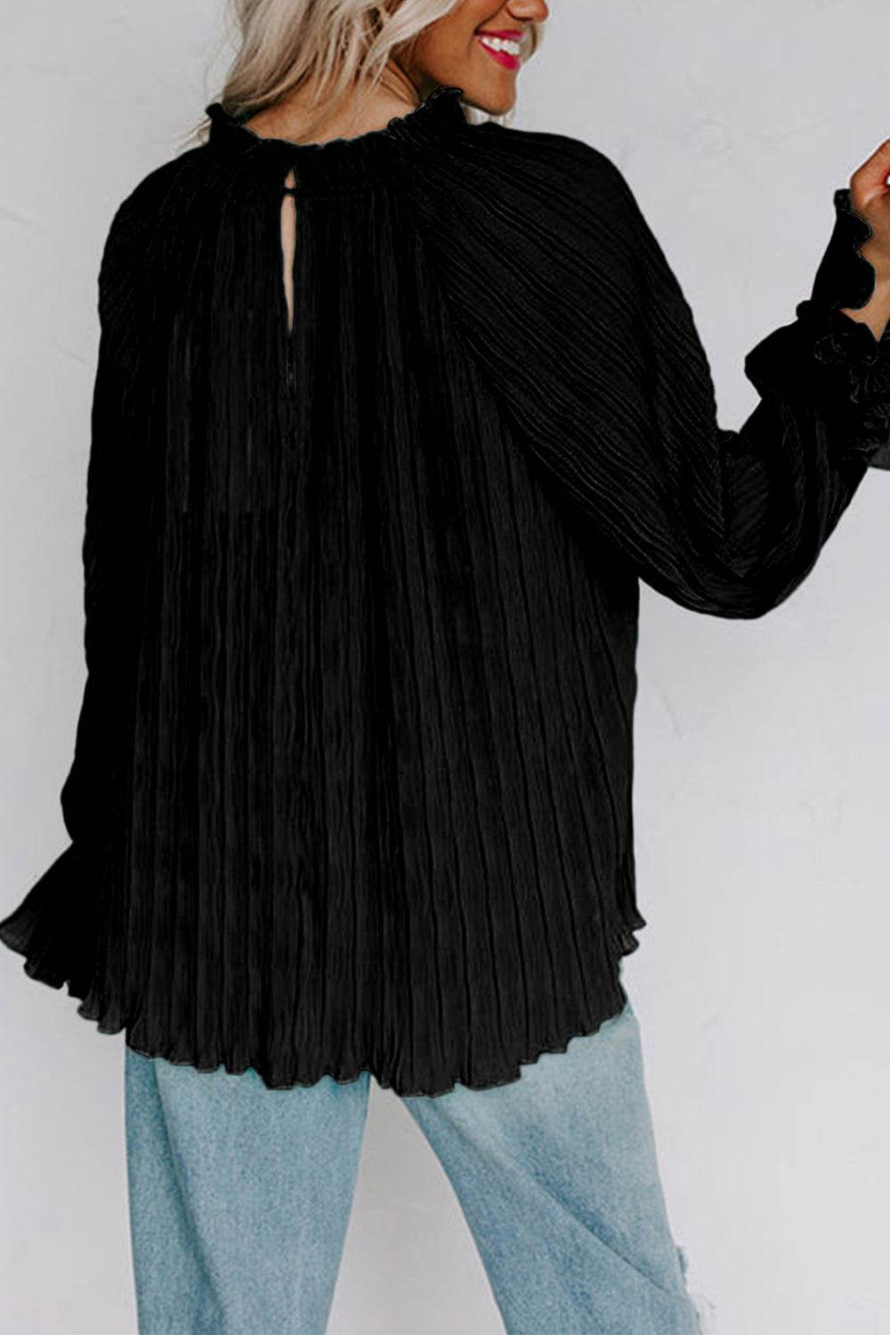 Round Neck Flounce Sleeve Blouse Trendsi 4754ece25086429f9721a8d796f1da0d-Max