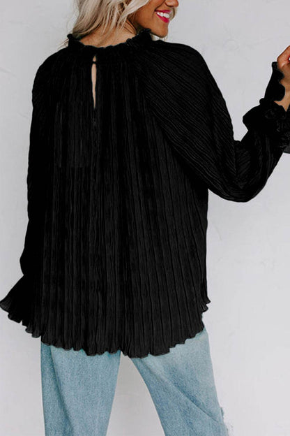 Round Neck Flounce Sleeve Blouse Trendsi 4754ece25086429f9721a8d796f1da0d-Max