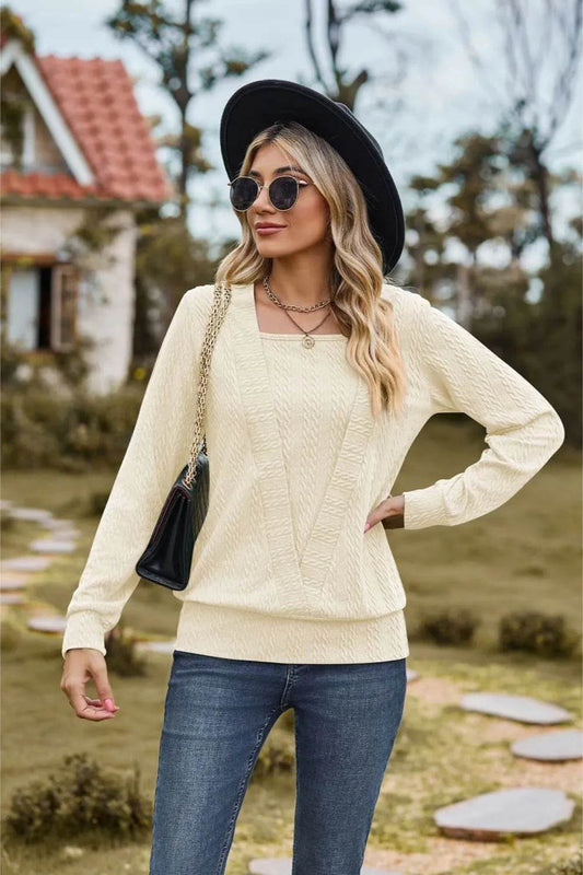 Square Neck Long Sleeve Blouse Trendsi 475a1958-8c5a-44d2-8911-480f8c9b5b53-Max