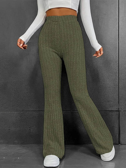 Ribbed High Waist Bootcut Pants Matcha Green Trendsi 476b4d4f-8171-4fb1-8045-901f86a0ccfe-Max