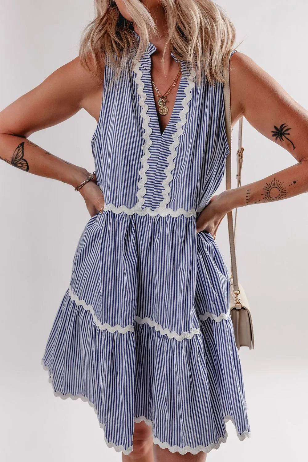 Stripe Sleeveless Notched Ric Rac Mini Dress Trendsi 477f5559-6297-4c89-a80a-1ba8e48f1999-Max-Origin