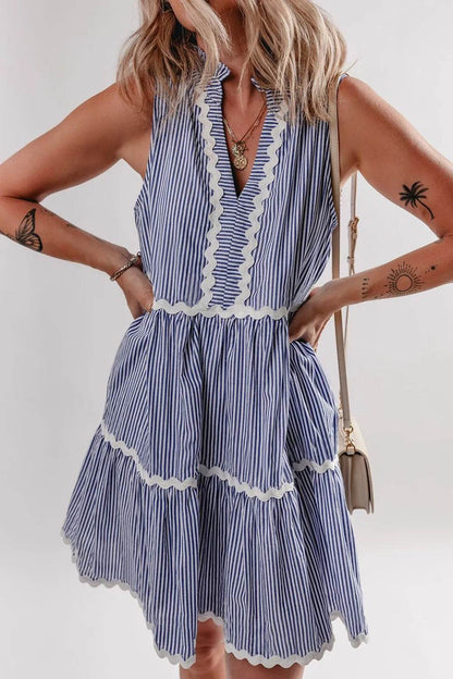 Stripe Sleeveless Notched Ric Rac Mini Dress Trendsi 477f5559-6297-4c89-a80a-1ba8e48f1999-Max-Origin