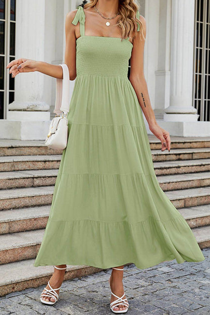 Tie-Shoulder Smocked Tiered Dress Light Green Trendsi 478b0d2c3a0144b293b132184ff69f70-Max