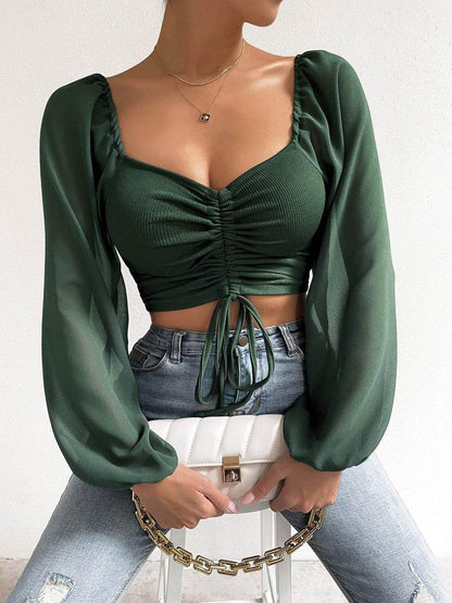 Drawstring Sweetheart Neck Cropped Top Army Green Trendsi 47b5e188a0eb465db9663c3ab1228b5d-Max