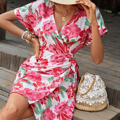 Perfee Floral Tied Short Sleeve Mini Dress Trendsi 47d749e971c04ac4a0fe7912c36d99f8-Max