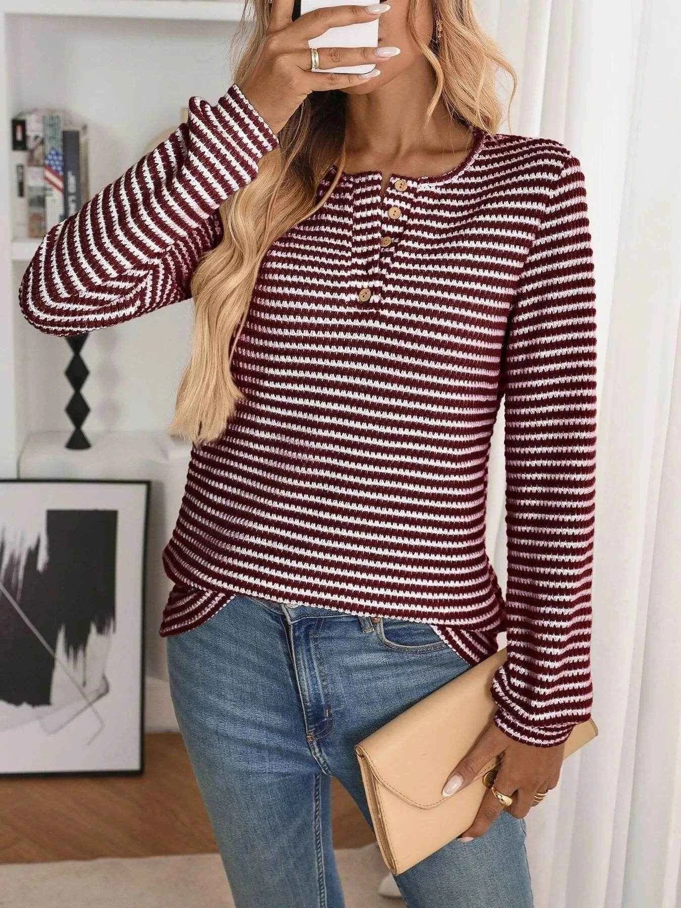 Striped Button Detail Long Sleeve Top Trendsi 4832514086274d78ab0d12bce0fb6cfc-Max-Origin