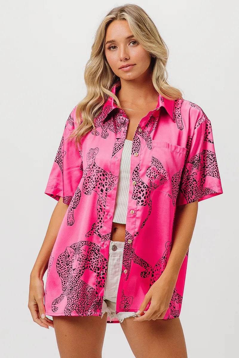 BiBi Leopard Print Short Sleeve Silky Satin Shirt Top Trendsi 48698872a4b64973be0e25f9b938bfa5-Max-Origin