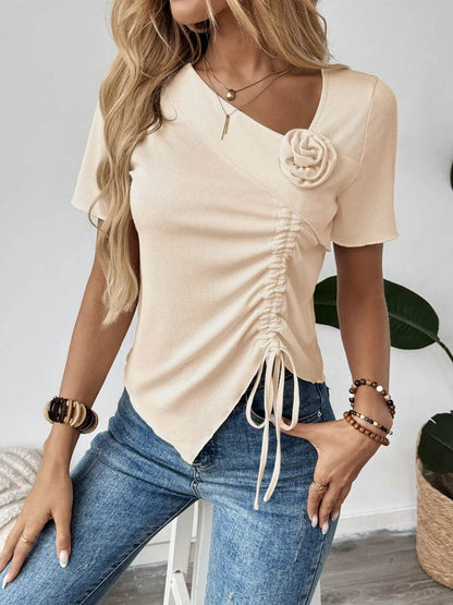Flower Drawstring Ruched Front Top Trendsi 487db9f0-f7ce-42b2-8d60-5f744b5ae7db-Max-Origin