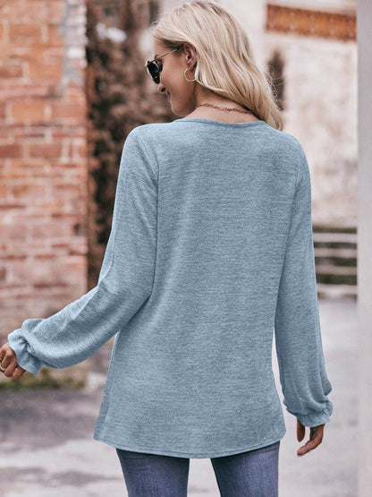Mandy Long Flounce Sleeve Round Neck Blouse Trendsi 4883d42b069d4721a0b0fc7766e7aa57-Max