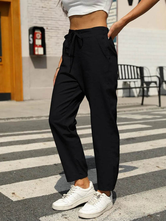 Elastic Waist Tapered Pants Black Trendsi 48f5797d-6b7a-4fc7-9961-492ce4245d9e-Max