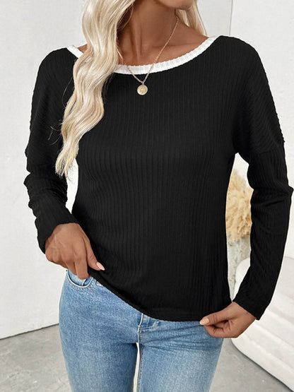 Tie Back Long Sleeve Top Trendsi 494a8b21b5f5451587fe26b0c67014cb-Max-Origin