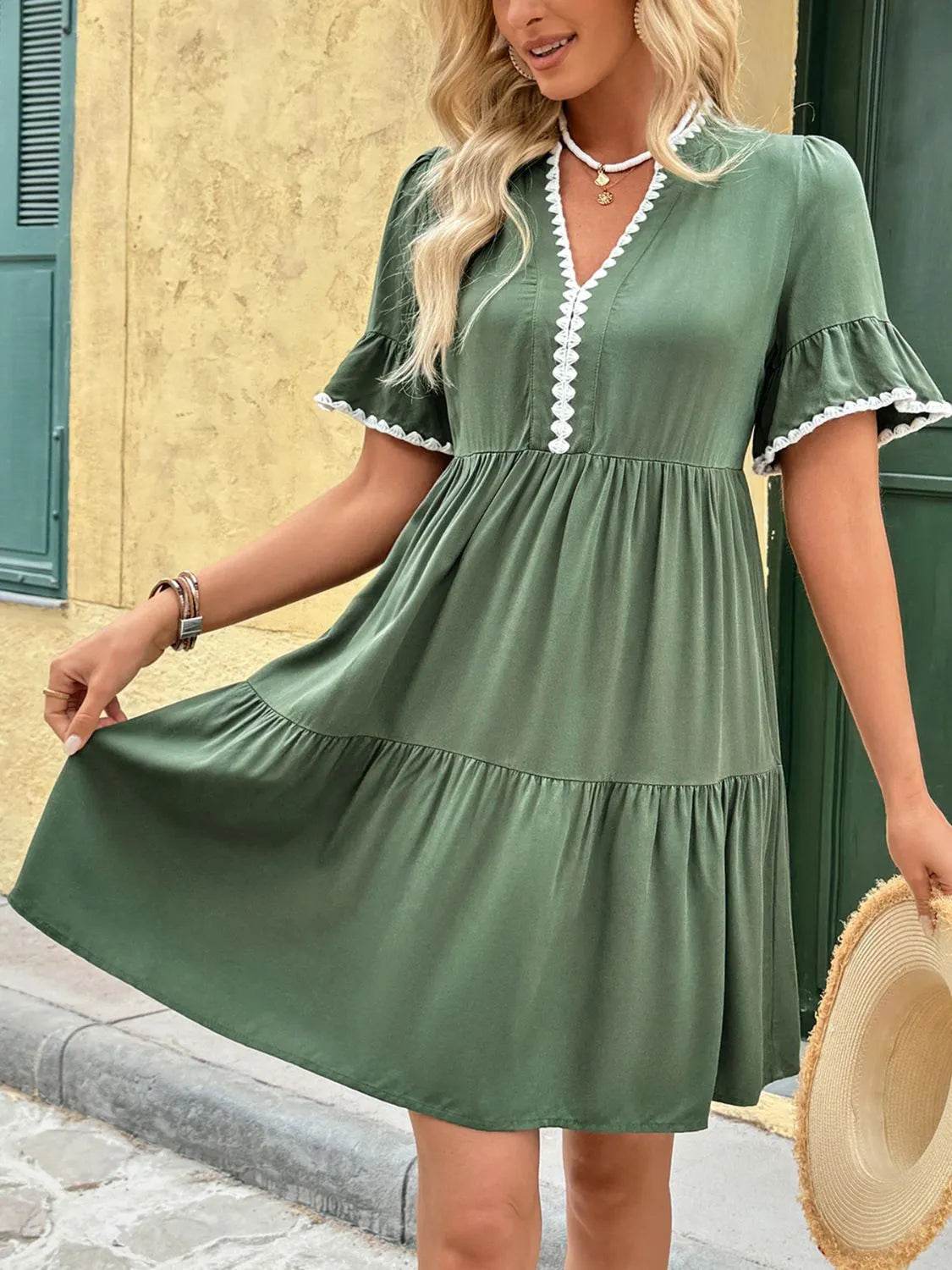 Lace Detail Notched Flounce Sleeve Mini Dress Trendsi 4952b58b-2d3b-4aa2-9810-6ad42ac78aa7-Max-Origin
