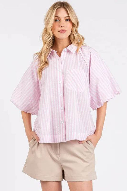Mittoshop Button Down Striped Puff Sleeve Shirt Pink Trendsi 4970ceac-4bd5-4f36-b732-9eaffbe3a23c-Max