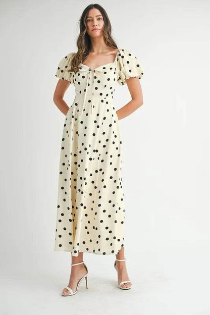 MABLE Polka Dot Puff Sleeve Midi Dress Trendsi 49774113562345f9b034f9aaa13fee36-Max-Origin