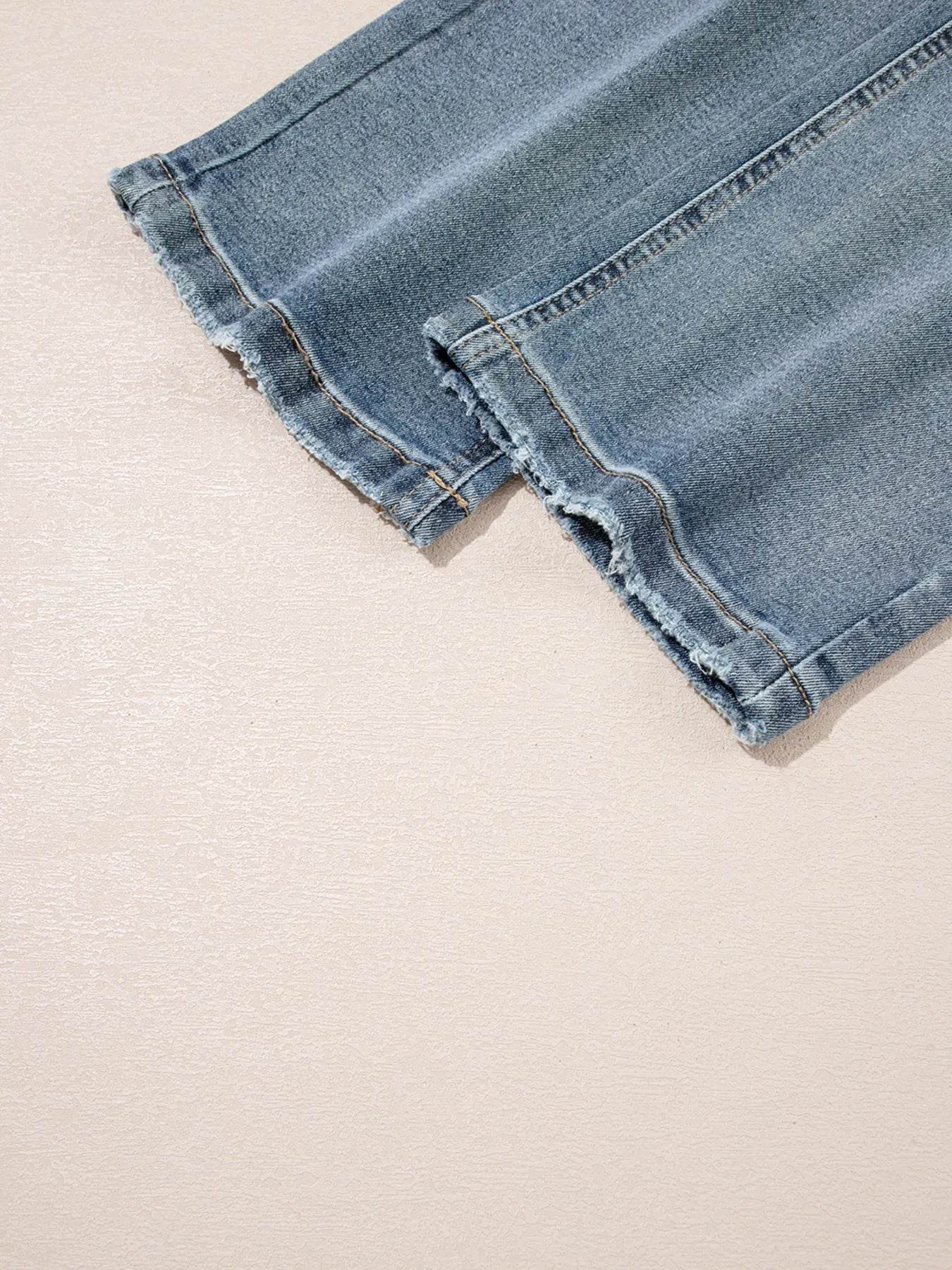 Distressed Ankle-length Straight Jeans Trendsi 49911394ae80498caaaa78ab08894861-Max-Origin
