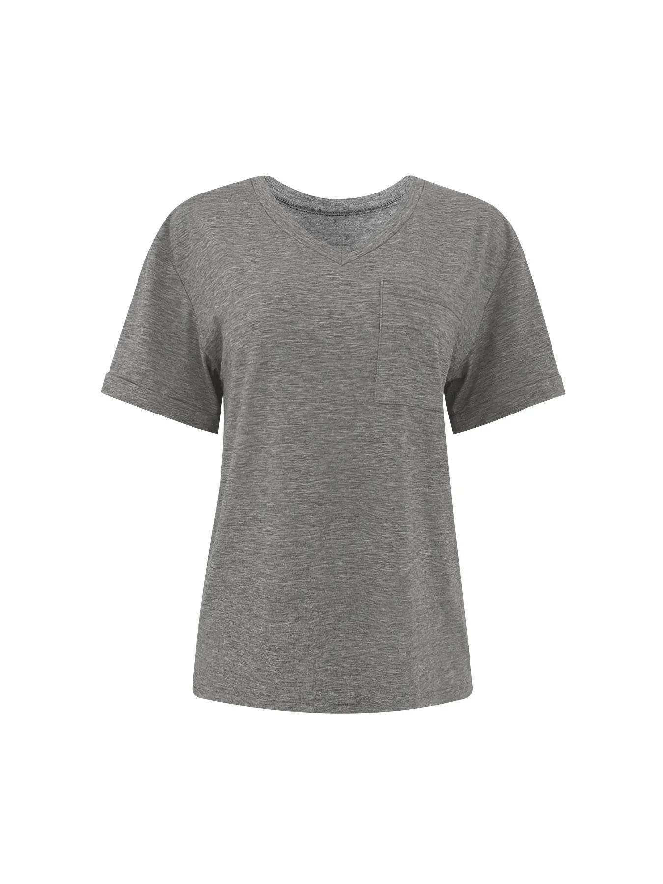 V-Neck Pocket T-Shirt Trendsi 4992ed0609bf4710a276868e07ecd899-Max-Origin