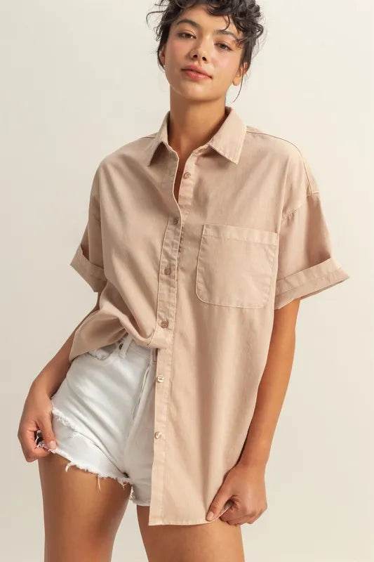 HYFVE Short Sleeve Button Down Oversized Shirt Trendsi 4999e30a728d46efa601c026ba479efd-Max-Origin