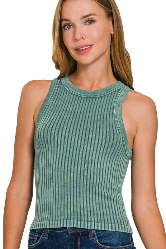 Zenana Ribbed Washed Seamless Tank Top ASH JADE Trendsi 499c9a8d-a651-4331-bd01-8d74f4b8e50f-Max-Origin
