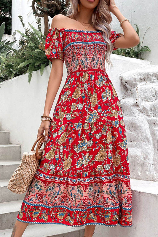Perfee Floral Off-Shoulder Smocked Midi Dress Deep Red Trendsi 49d613e2b06d45ba8030565b60ec17b8-Max