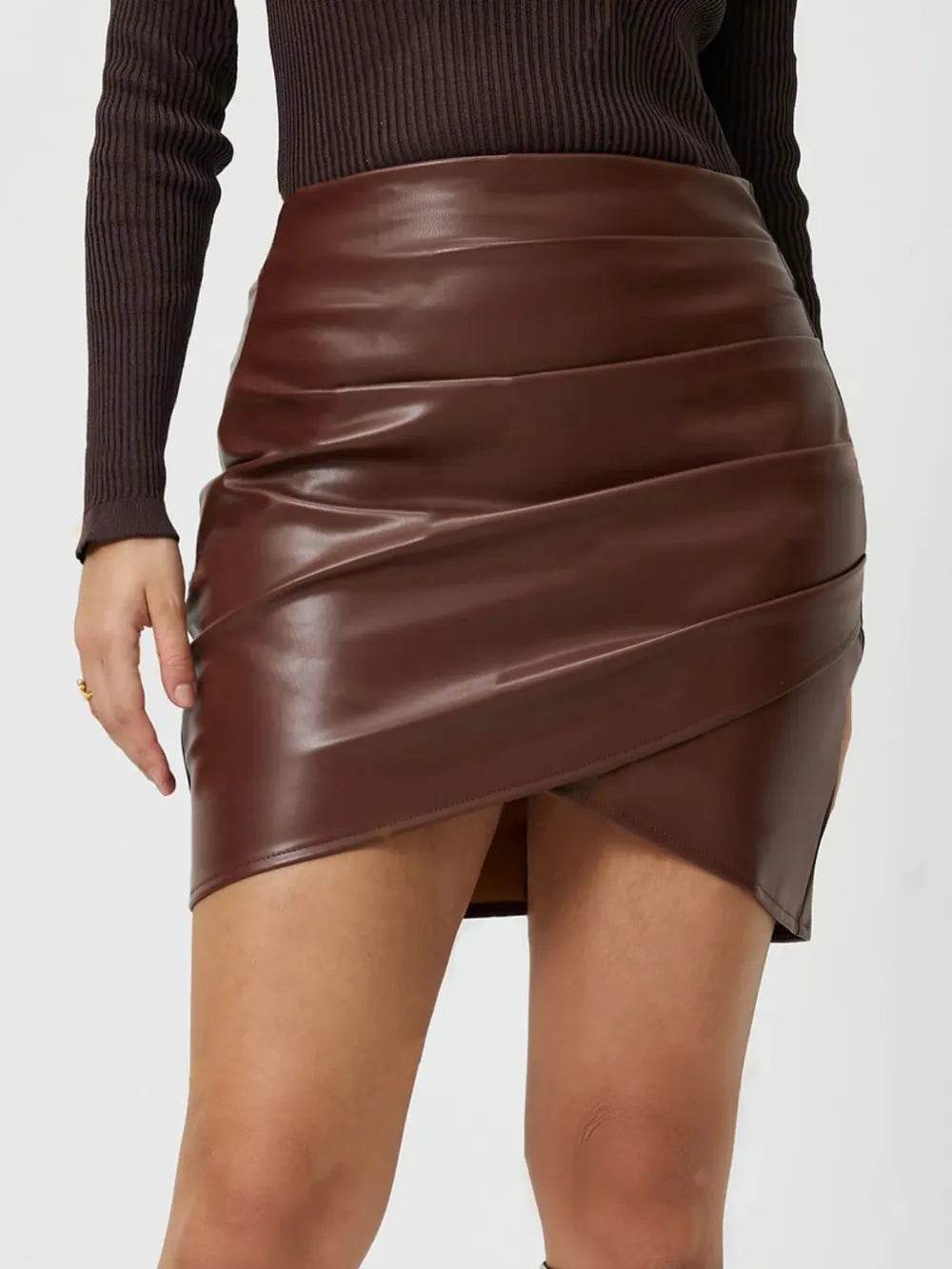 Ruched Asymmetrical Hem Skirt Trendsi 49dafd61-c75b-4dde-a3a1-fb94e6d53f63-Max
