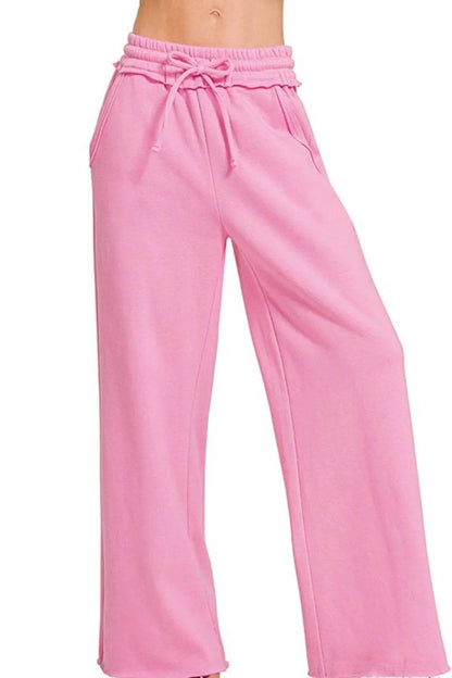 Zenana Fleece Exposed Seam Wide Leg Sweatpants CANDY PINK Trendsi 4a12119a-c802-42bf-8938-bd92e31706c9-Max-Origin