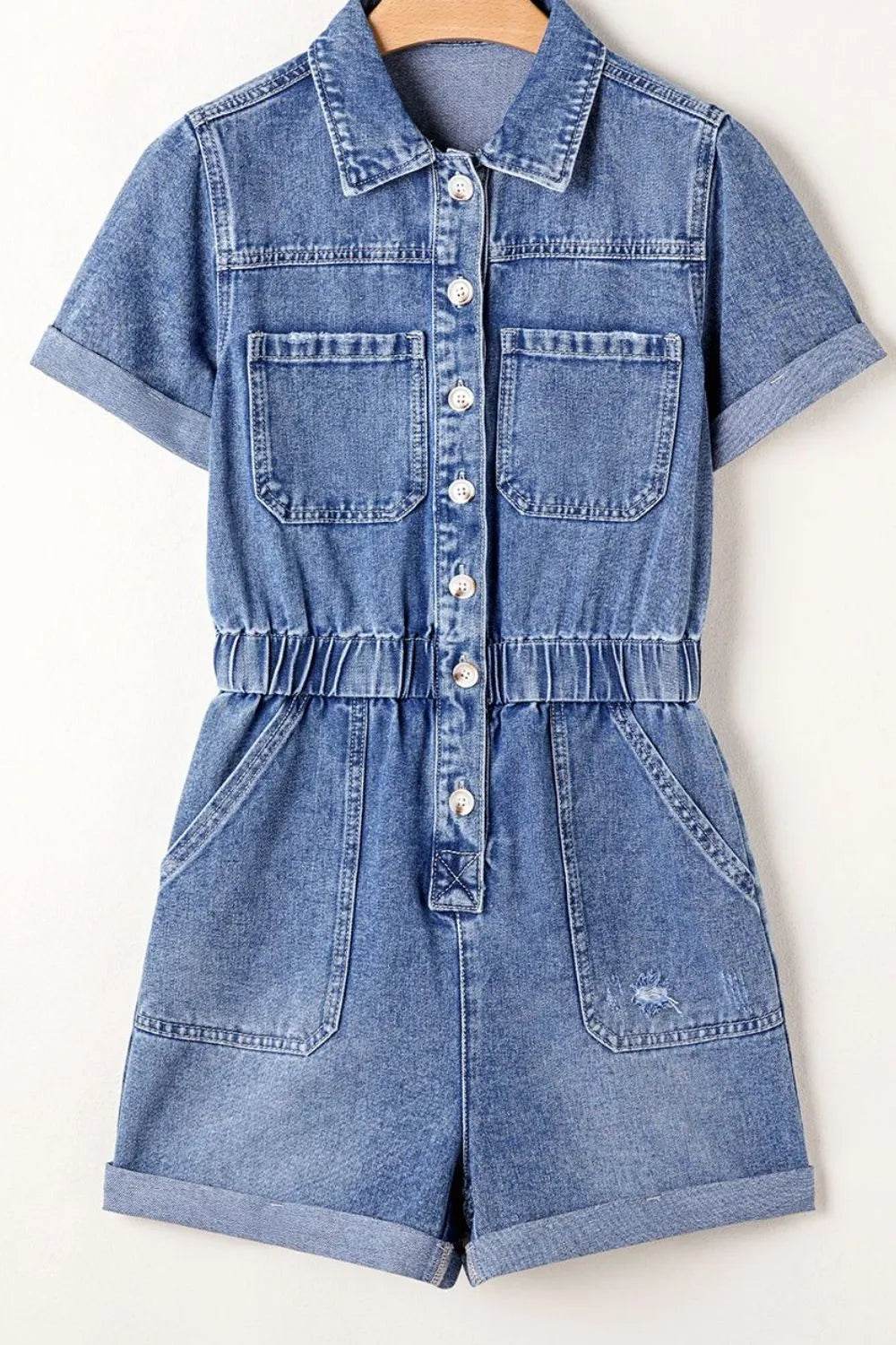 Chest Pocket Front Buttoned Folded Edge Denim Short Sleeve Romper Trendsi 4a3421c7-2bc9-480d-aa30-6b53409739ff-Max-Origin