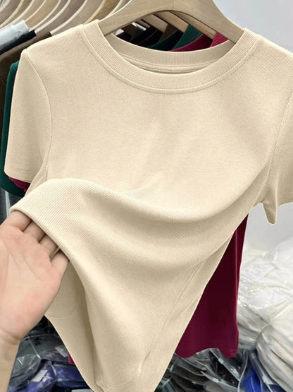 Crew Neck Short Sleeve T-Shirt Pastel Yellow Trendsi 4a47ecc5a5af45fb9b17e048aaa1e2e7-Max-Origin