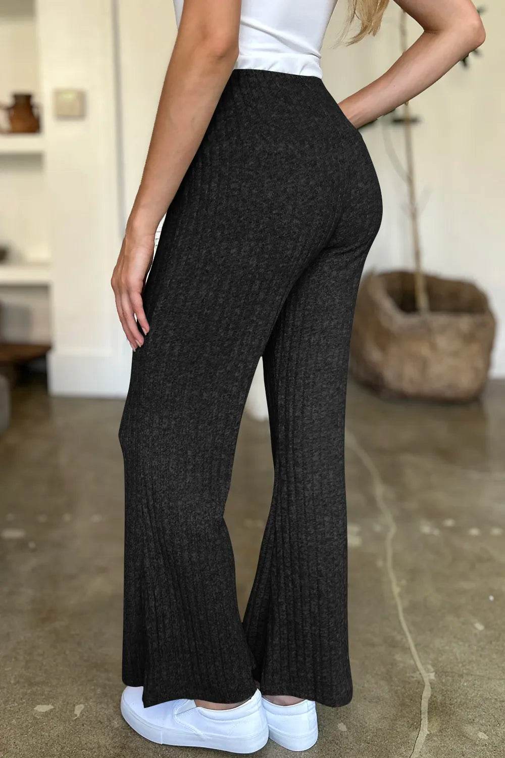 FAM-FAM Ribbed High Waist Flare Pants Trendsi 4a591cbd-7377-4955-b9fe-d8379ec7bce8-Max