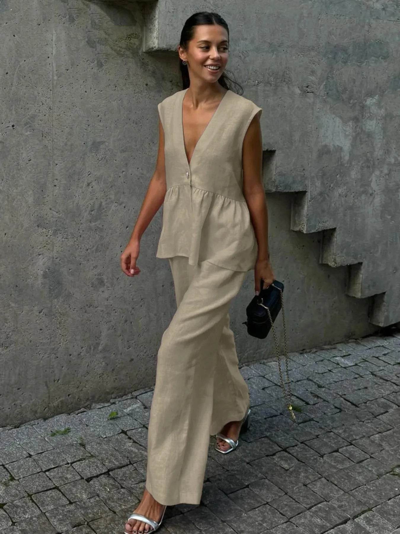 V-Neck Vest and Pants Set Apricot Trendsi 4a917f7c9ef54d20abe27cb1805cb96f-Max-Origin
