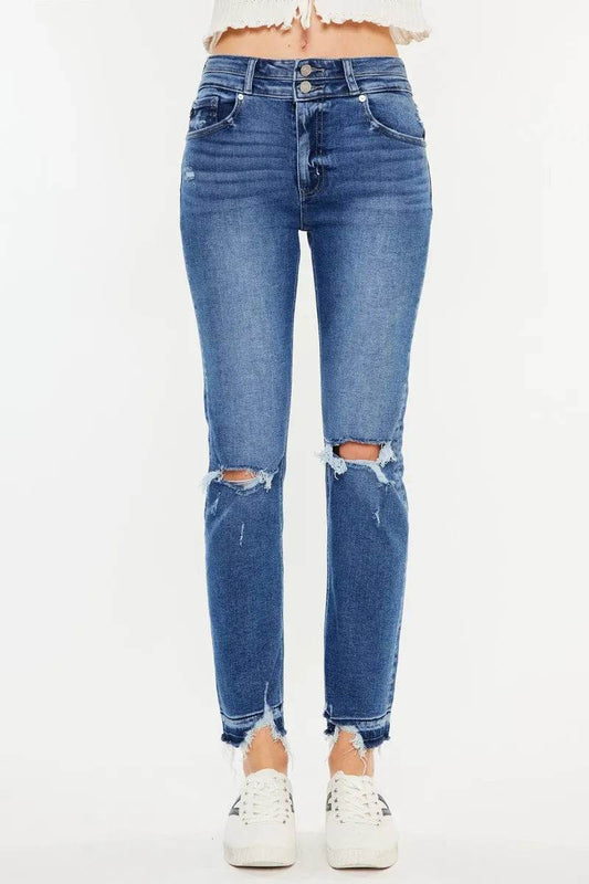 Kancan High Rise Distressed Slim Straight Jeans MEDIUM Trendsi 4a97104564d64ecba202cdff2aa2ffcc-Max-Origin