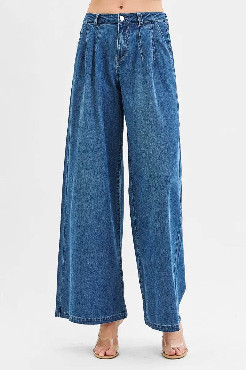 RISEN Mid Rise Fit Wide Leg Knit Denim Look Jeans Trendsi 4a981aeac33841a7a393296b12ba8959-Max-Origin
