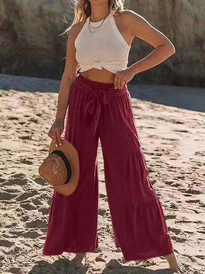 Tied Ruched Wide Leg Pants Trendsi 4a9d9994-6639-4479-8cc3-69c2b233b4b3-Max