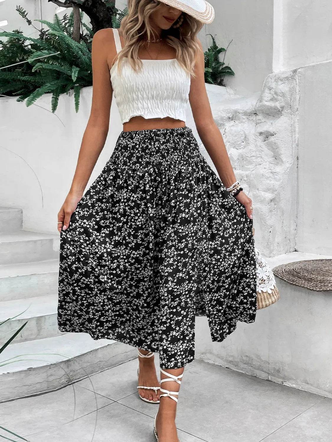 Slit Smocked Printed Skirt Trendsi 4aa0b1be-f151-488f-a83b-ba73c6fbde1b-Max-Origin