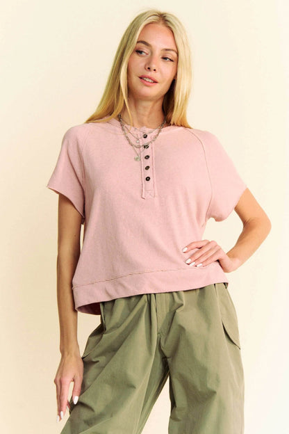 Davi & Dani Breezy Knit Fabric Short Sleeve T-shirt Top FRENCH ROSE Trendsi 4aa9807192d149439cc05b8b77ad90ee-Max-Origin