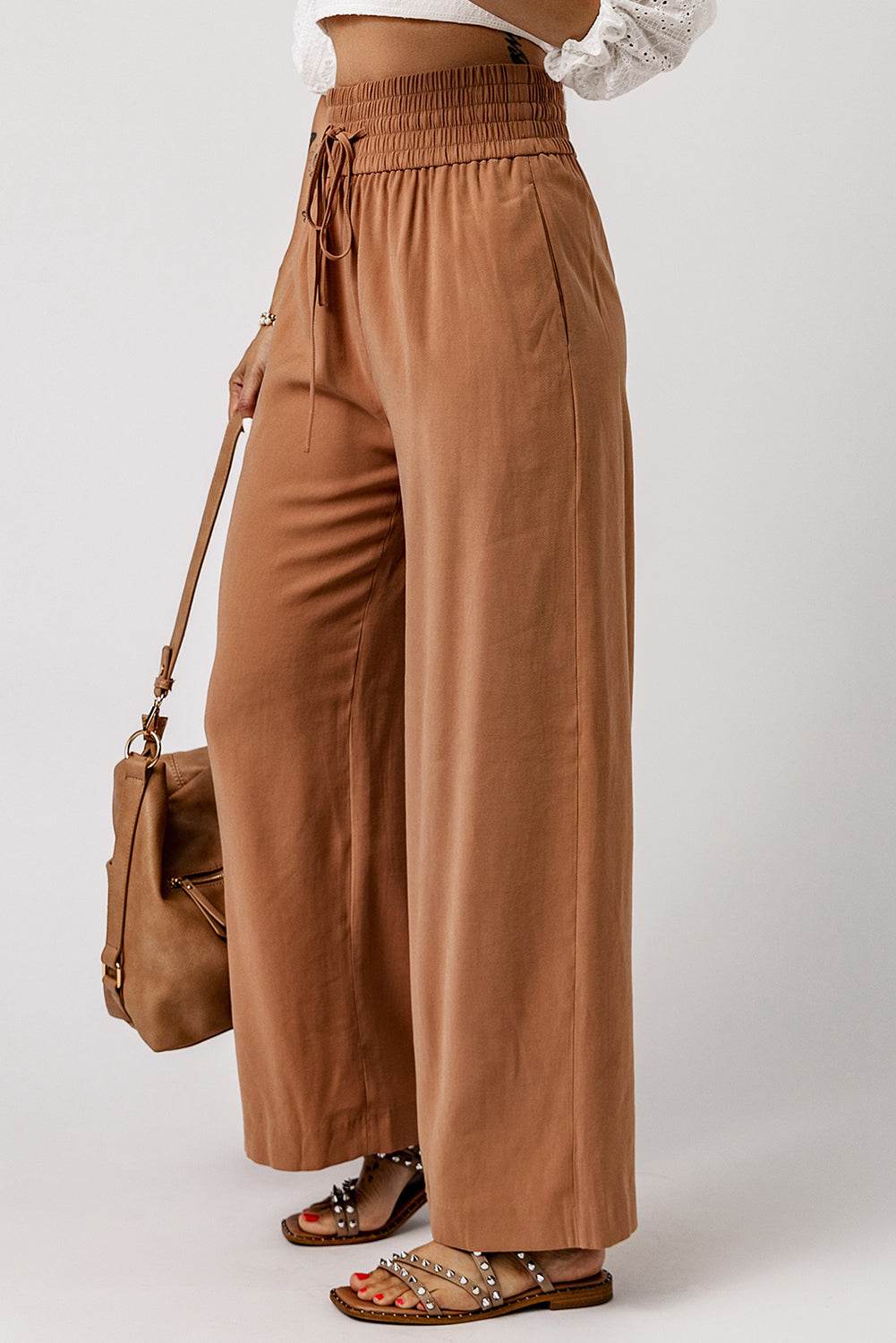 Drawstring Smocked Waist Wide Leg Pants Trendsi 4b2cec08c0aa4b859a80a24c0f417a21-Max