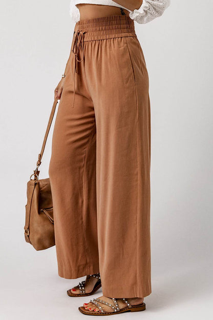Drawstring Smocked Waist Wide Leg Pants Trendsi 4b2cec08c0aa4b859a80a24c0f417a21-Max